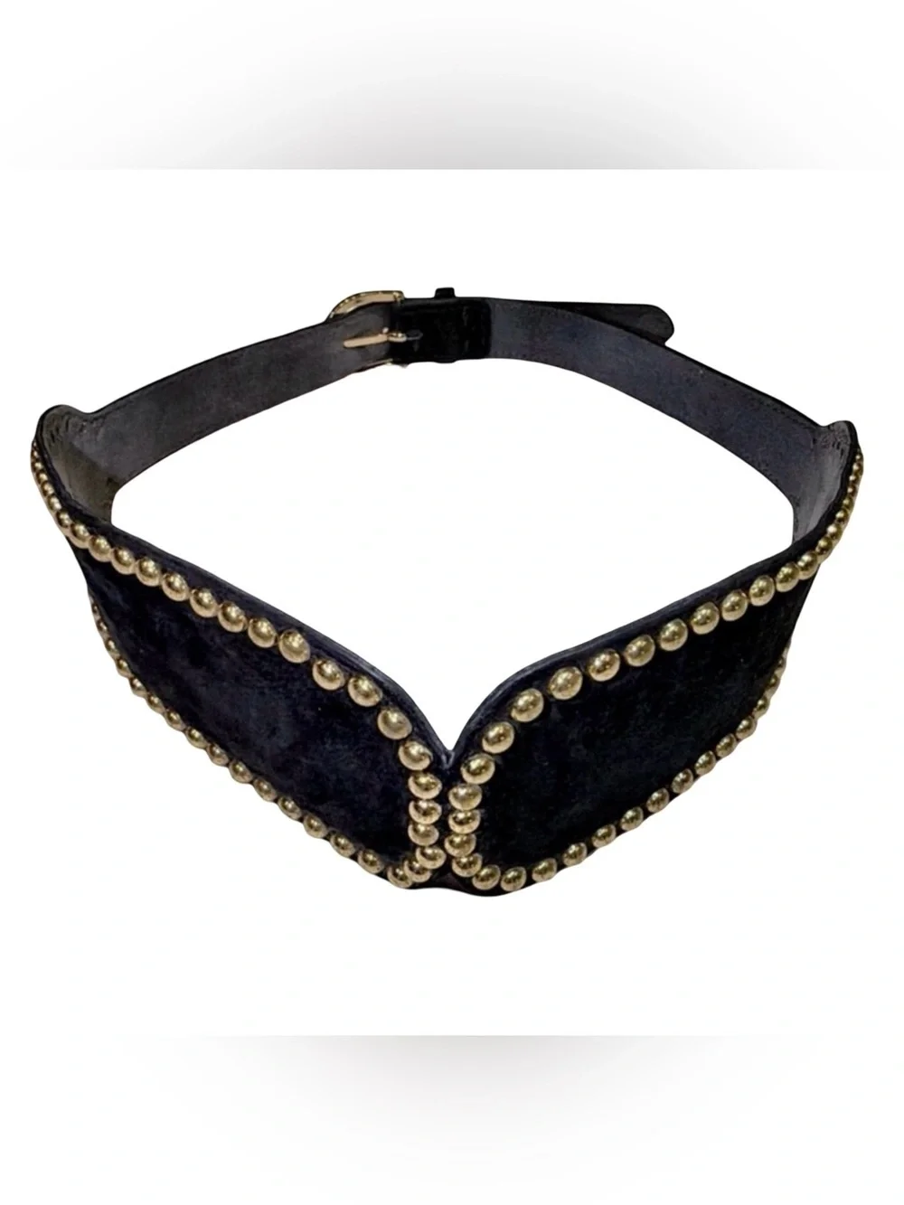 Gold-Studded Black Velvet Waist Belt